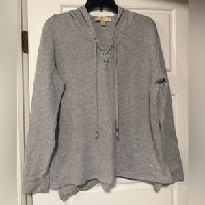 Michael Kors Heather Gray Lace-Up Sweatshirt